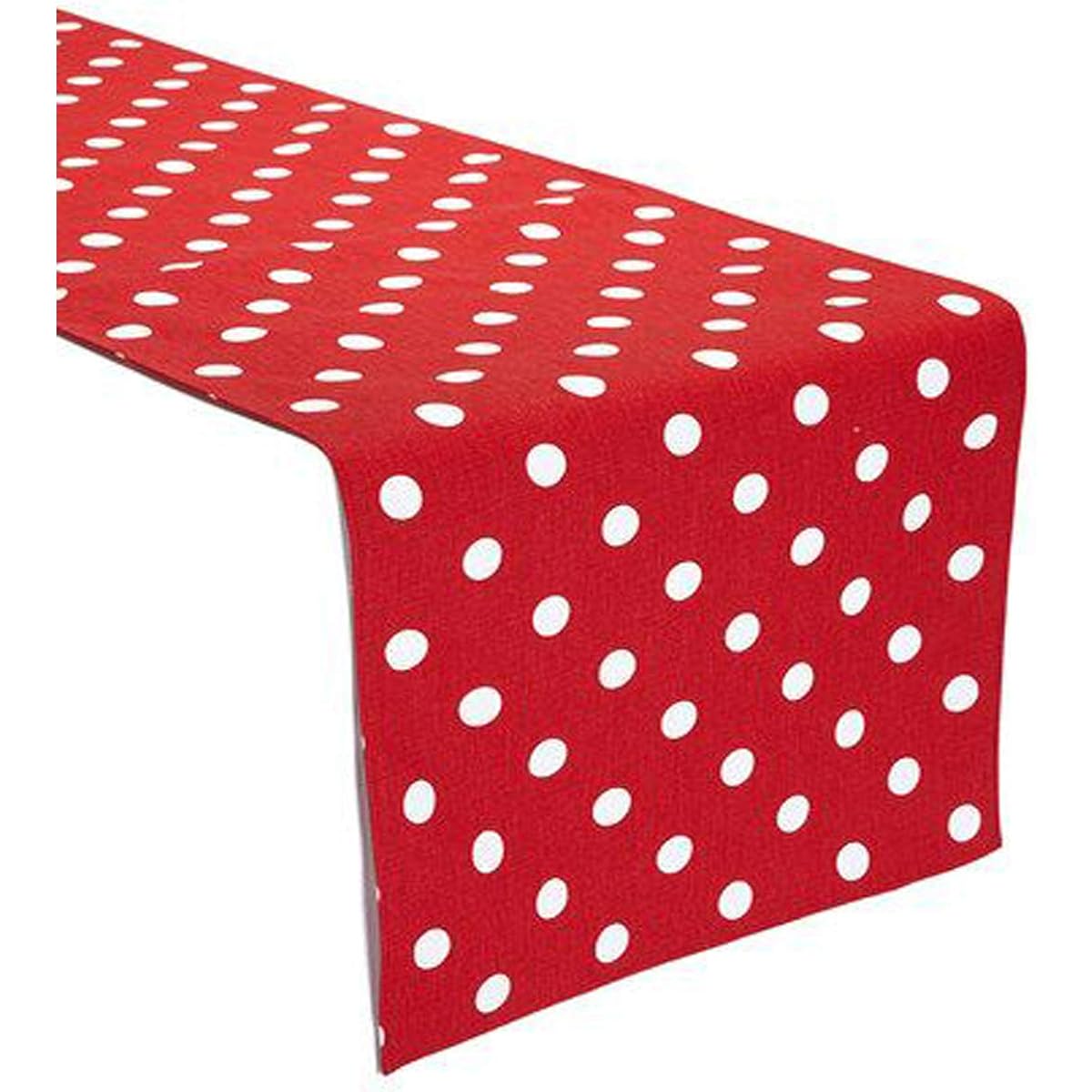 KS LINENS Red and White Polka Dot Table Runner 13"x108"