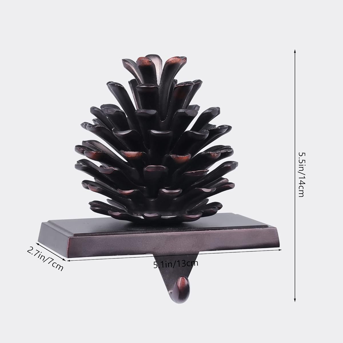 Pinecone Christmas Stocking Holder 3D Silver Metal Mantle Stocking Hanger Mantel Stand Table Christmas Decoration