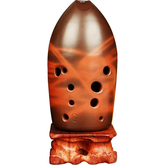 11 Hole Ceramic Xun Double Cavity Flat Xun Pronunciation Sensitive Professional Playing Ethnic Wind Instrument Ocarina Musical Instrument (G)