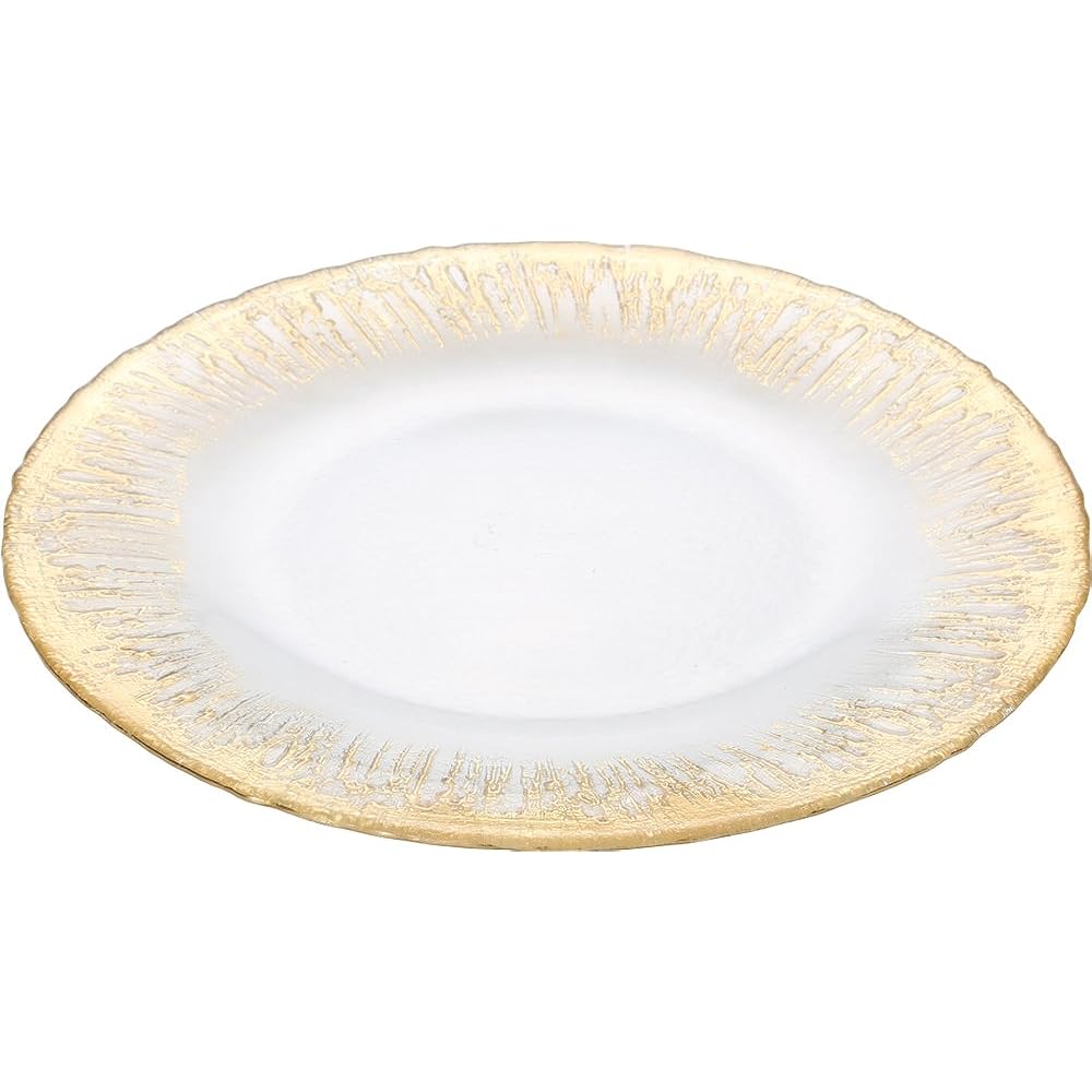 Vetro Felice Large Plate Western Tableware Plate Gold 28cm Set of 4 Happy Glass Flash 349128P