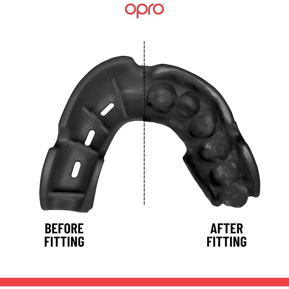OPRO Mouthguard [Self-Fit/Silver Level] Sports Mouthpiece Made in England [Official Store] (For Children, White & Black)