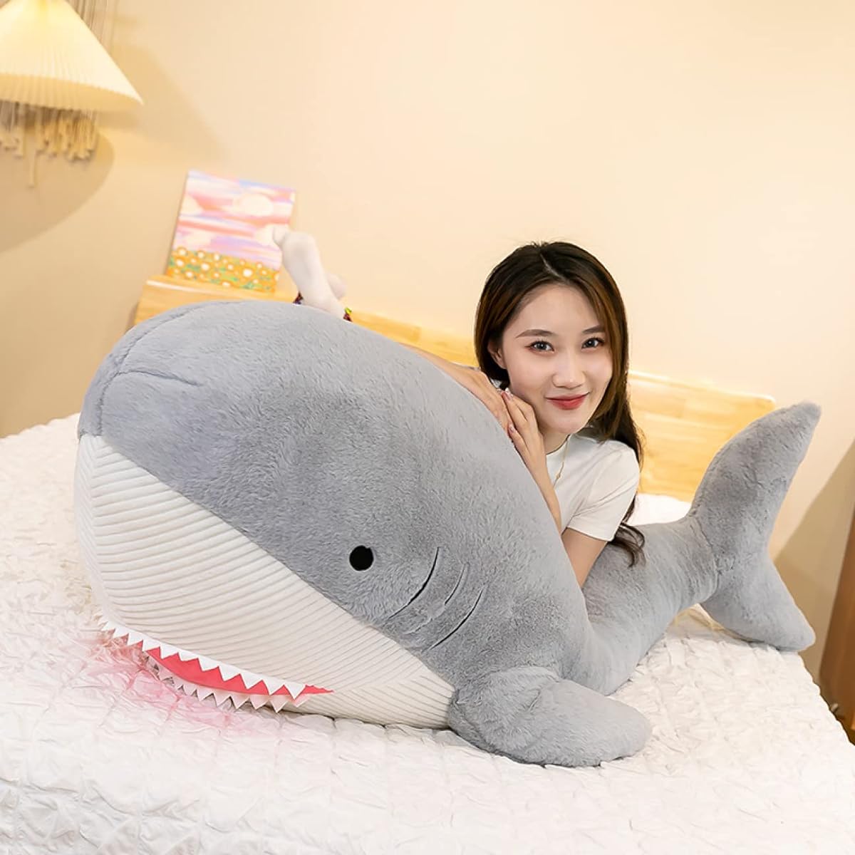 Shark, Realistic, Animal, Extra Large, Shark, Body Pillow, Celebration, Fluffy, 150cm, Shark, Stuffed Animal, Shark, Sewn Wrap, Body Pillow, Baby Shower, Gray, Birthday Present, Toy, Stuffed Toy, Toy, Body Pillow, Sleeping Pillow, Gift, Stuffed Toy, Soft