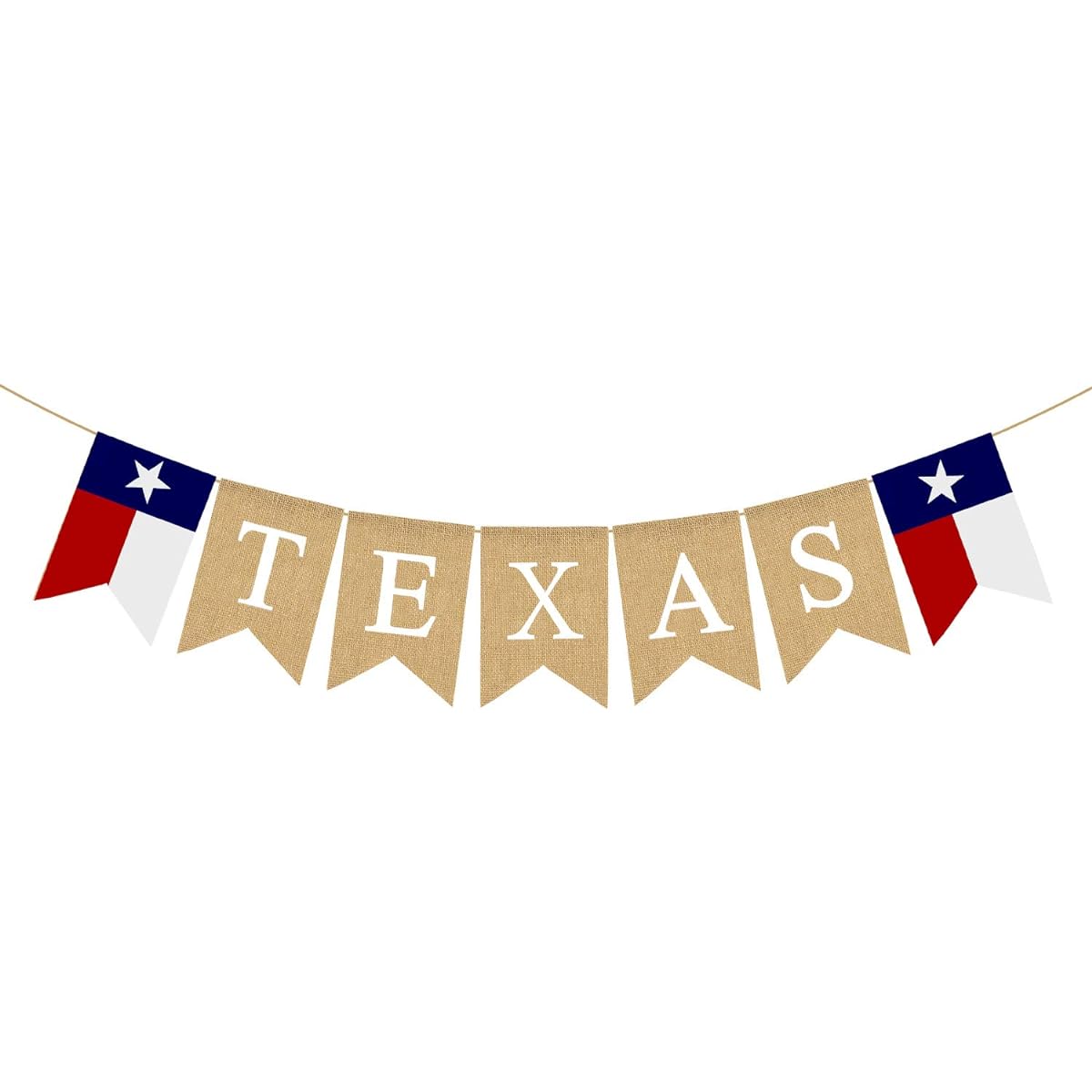 Jute Burlap Texas Lone Star State Flag Banner for Garden Fence Fireplace Mantel Decoration