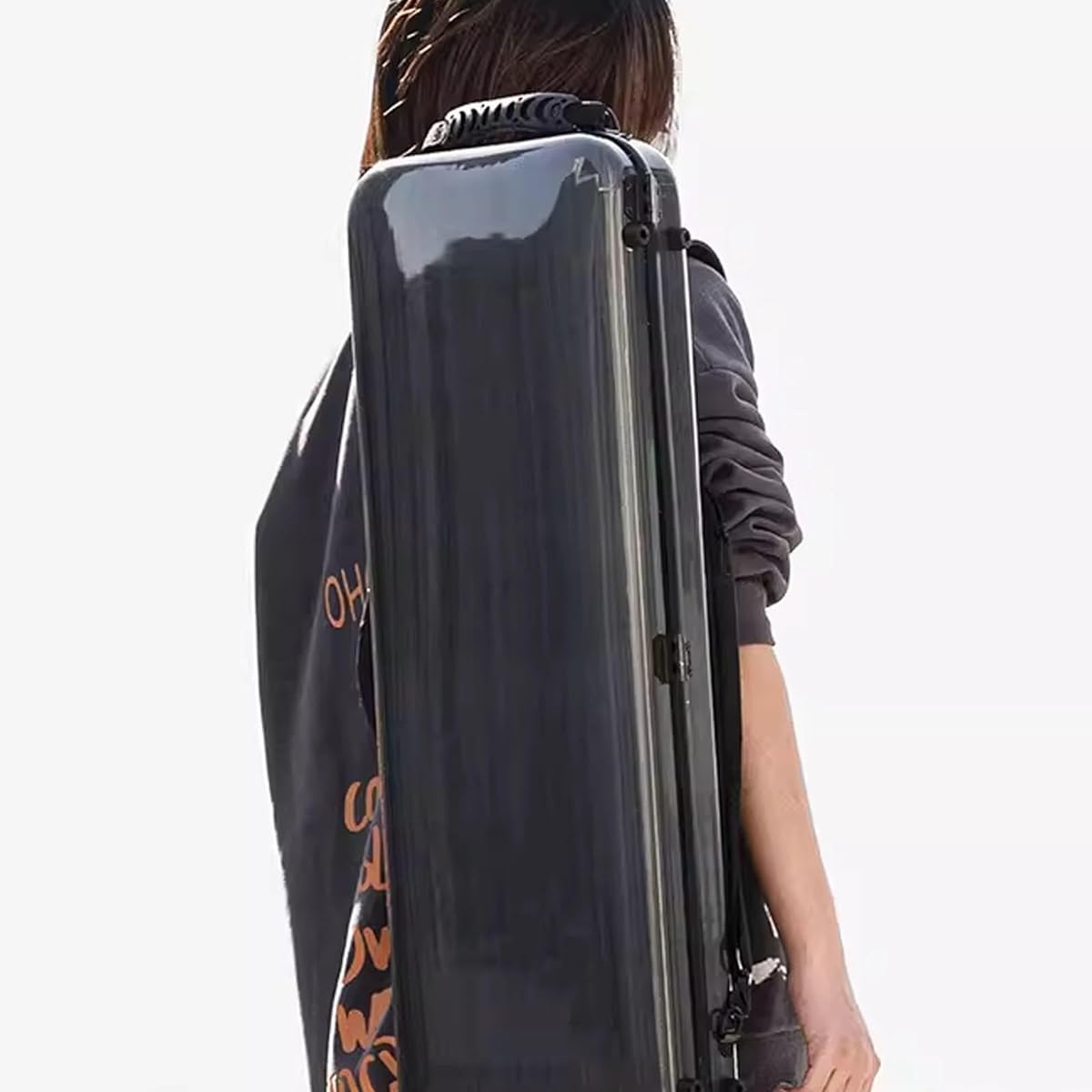 Violin Case, 4/4 Full Size Violin Hard Case with Hygrometer, Portable Lightweight Violin Case Backpack, Carbon Fiber Violin Backpack, Carrying Bag, Protective 4/4 Violin Case, Carry-On, Rectangular Shape, Accessory Bag, Black