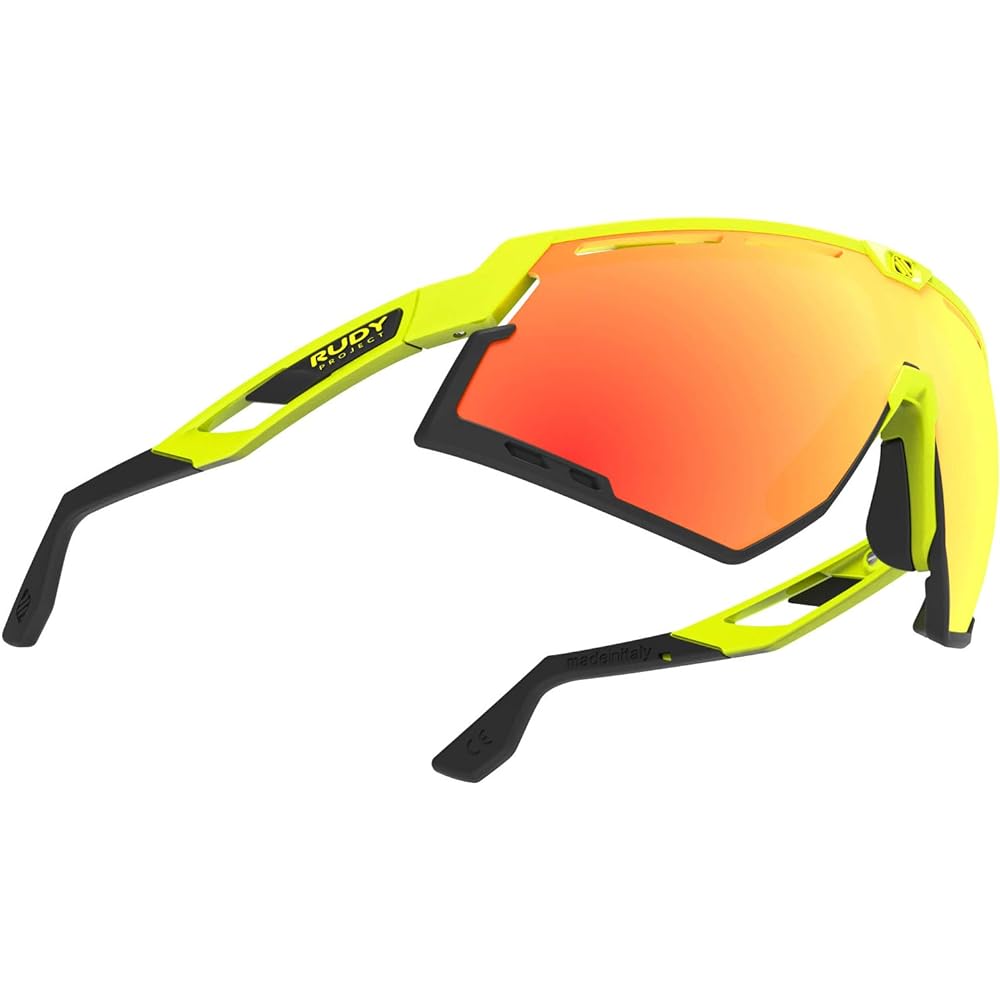 RUDYPROJECT Sports Sunglasses Defender Yellow Fluo Gloss Frame/Bumper Black Multi Laser Orange Lens SP524076-0000