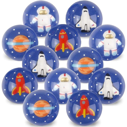 ArtCreativity Space High Bounce Balls Set of 12 - Children's Balls with 3D Space Characters Inside, Outdoor Toys to Encourage Active Play, Party Favors, Pinata Stuffing, for Boys and Girls
