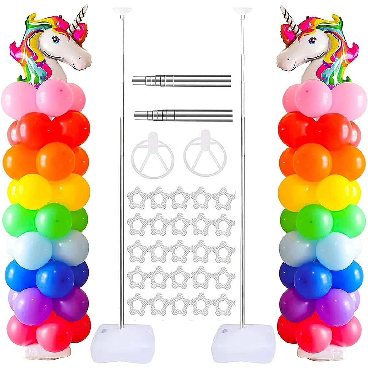 Adjustable Balloon Stand Column Kit 2 Sets 6.5ft Metal Telescoping Pillar for Floor Perfect for Baby Shower Birthday Wedding Christmas Decoration
