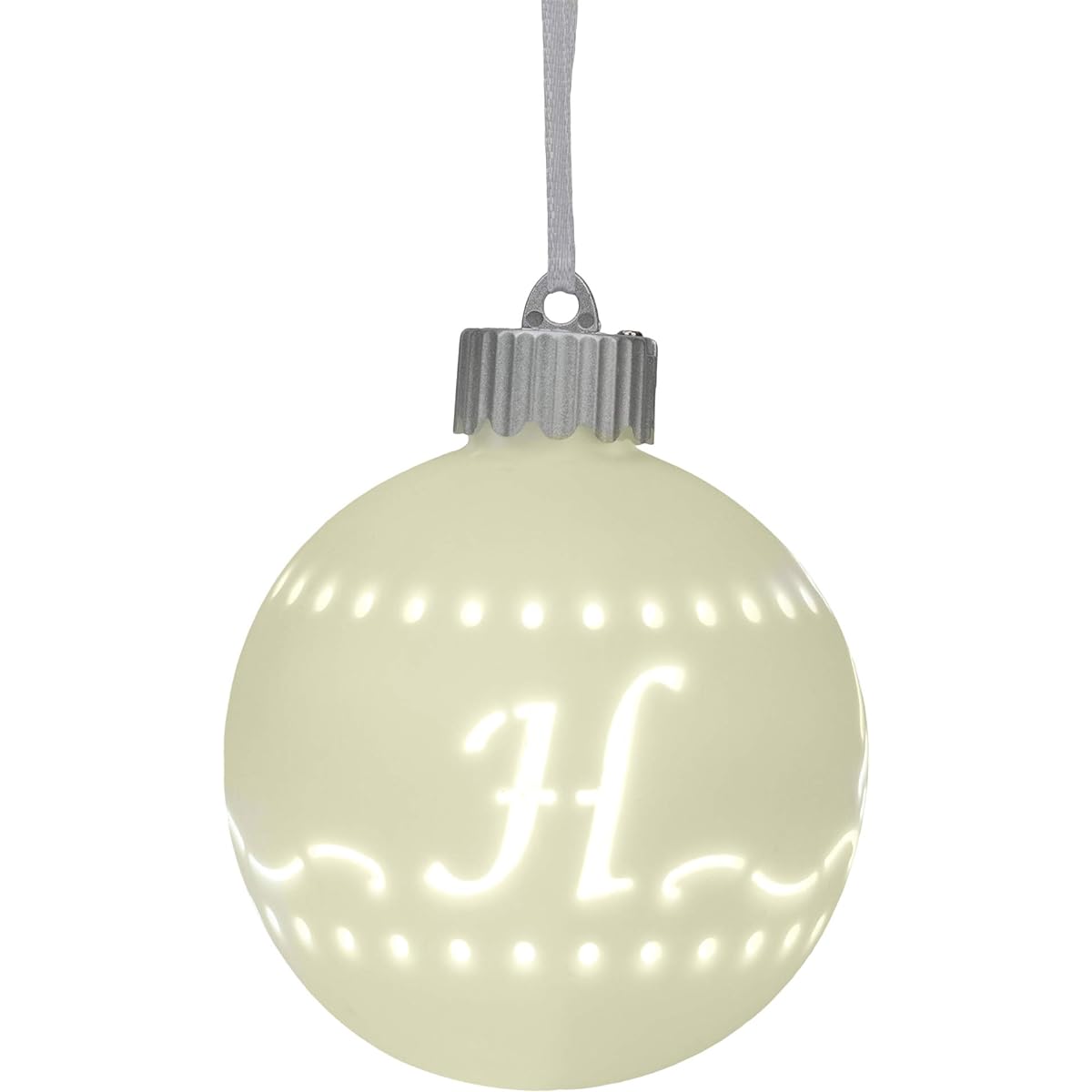 Mark Feldstein LED Monogram White Bisque 4 x 4 Porcelain Ceramic Decorative Hanging Ornament, 4 x 4, White, 18BB19H