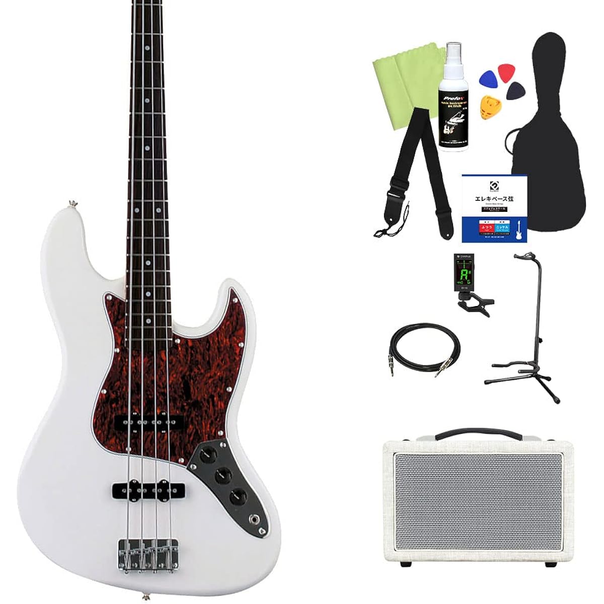 Photogenic JB-240/T3P WH Bass Beginner 12-piece Set [Shimamura Music's best-selling bass amp included] Jazz bass type Photogenic