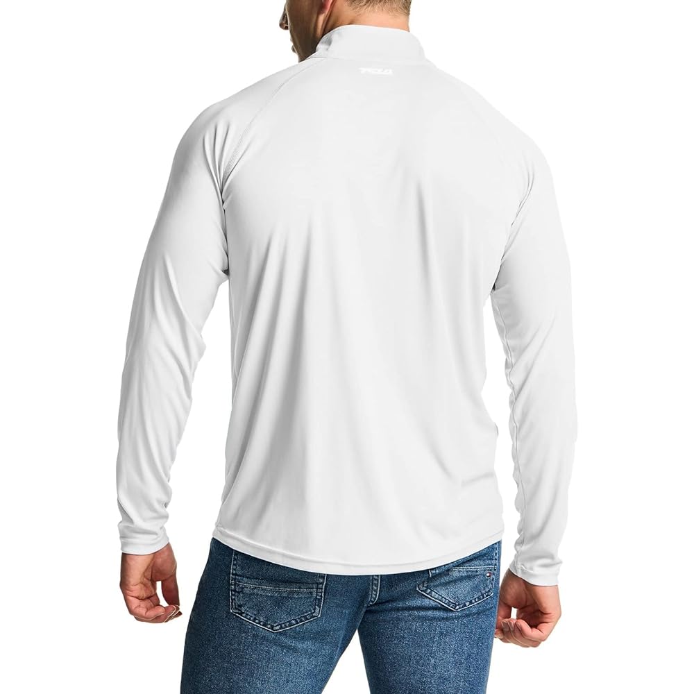 [Tesla] Zip Shirt, Long Sleeve, Men's [Lightweight, Sweat Absorbent, Quick Drying] 1/4 Zip, Half Zip Sports Shirt, Outdoor Cycle, Fitness, Running Sportswear