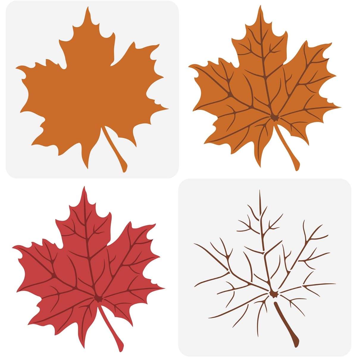 FINGERINSPIRE 2PCS Maple Leaf Stencils 11.8x11.8inch Large Layered Leaf Stencils Fall Botanical Painting Templates Leaf and Leaf Stem Stencils for Home Garden Farm Canvas Fabric Wood Clothes