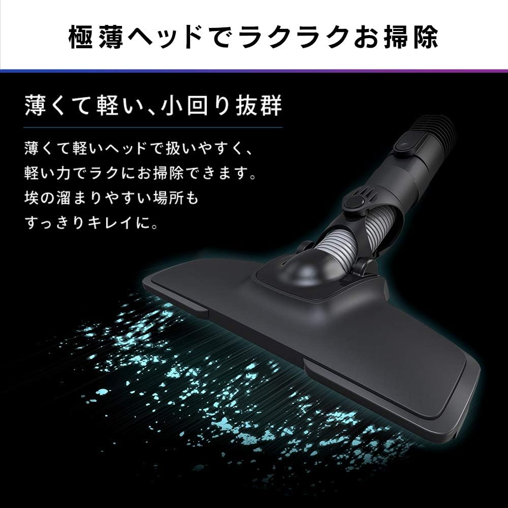Iris Ohyama Vacuum Cleaner Cordless Handy Cyclone Stick Cleaner Lightweight 1.3kg 2WAY Quiet Ultra Thin Head Black SCD-140-B