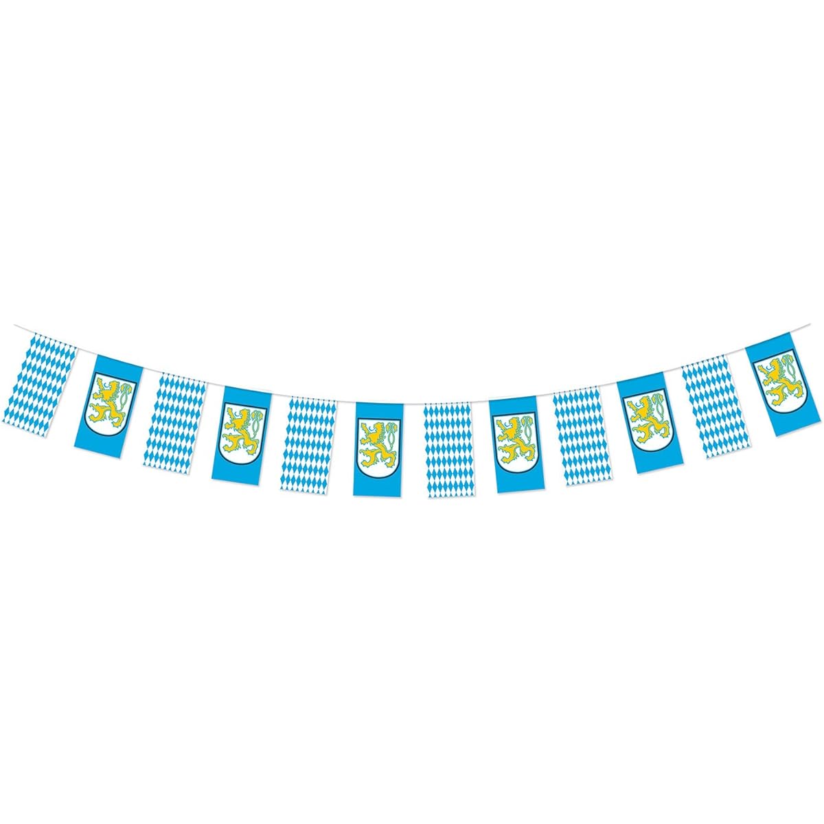 Beistle Oktoberfest Pennant Banner 10" x 12' Blue/White/Yellow 54243
