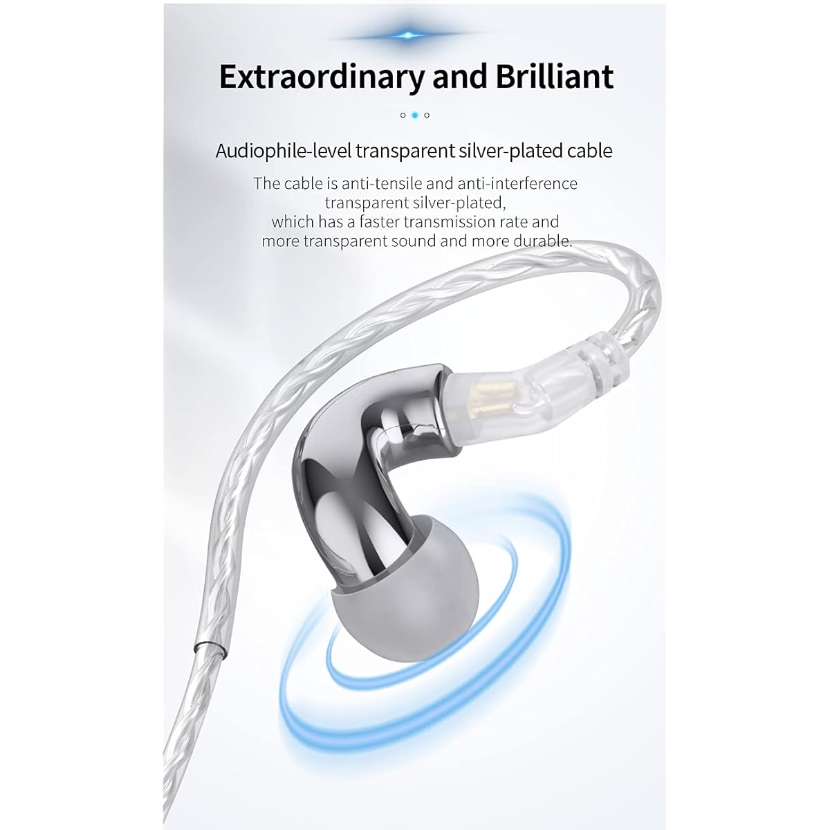 Keephifi IEM BL-Mini Zinc Alloy Cavity, 6mm Lightweight Diaphragm Earbuds 2 Pin Detachable Cable HiFi Bass IEM Headphones for Music Sports and Video (No Microphone, Gun)