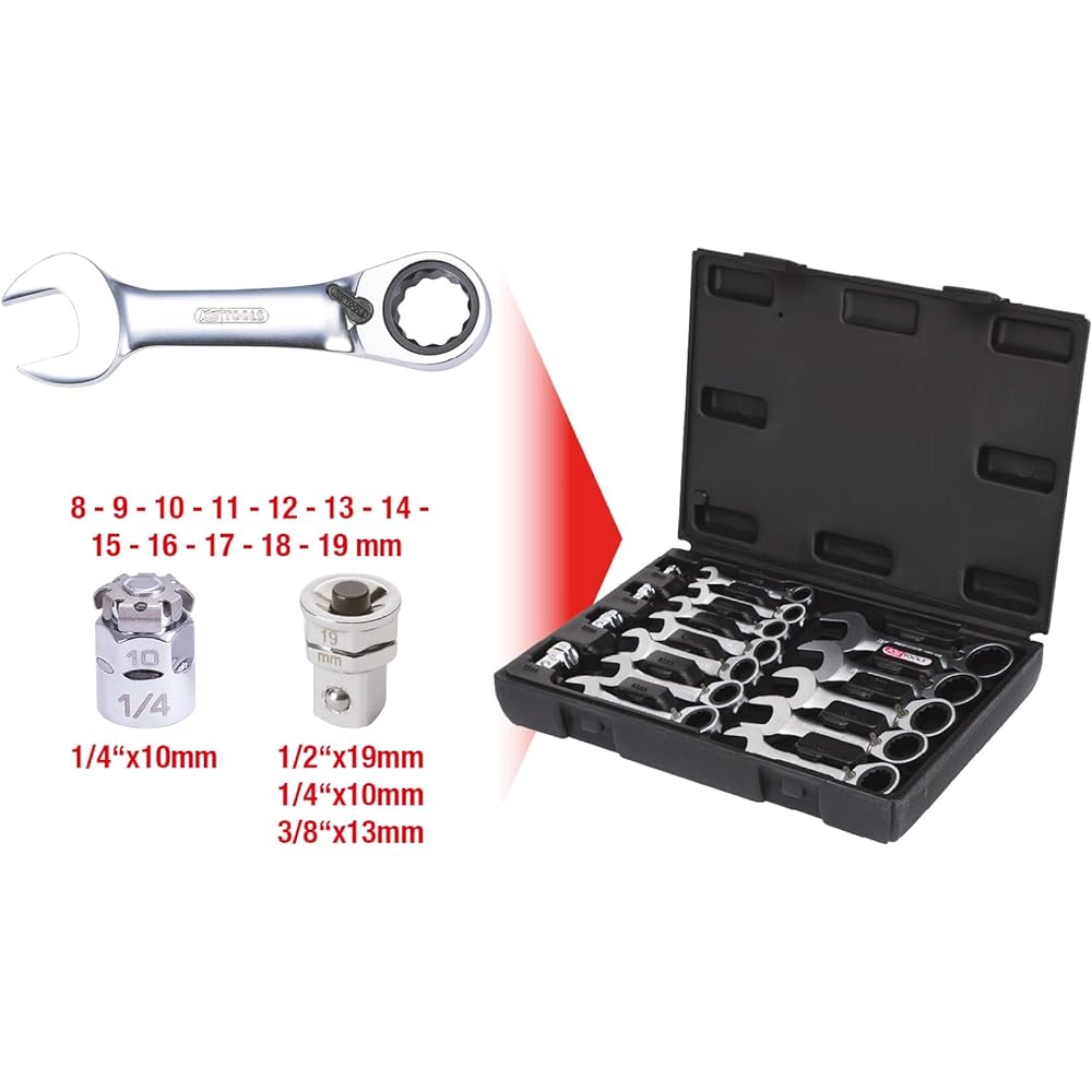 KS TOOLS GEARplus combination ratcheting spanner set stubby 6 pcs GEARplus combination ratcheting spanner set stubby 6 pcs 503.4653