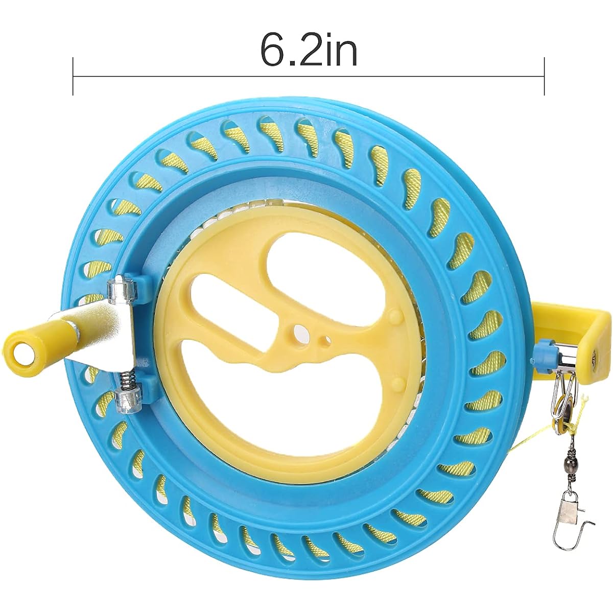 Glow Castle Professional Outdoor Kite String Flight Tool Winder Handle Scroll Wheel Lock Kite Line Wheel - 6.2" (Blue)