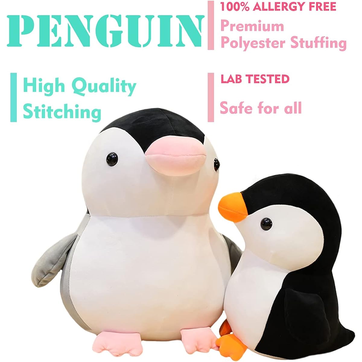 ELAINREN Cute Little Penguin Stuffed Animal Doll, Cute Grey Penguin Plush Toy, Soft Pillow, Lifelike Penguin Plush Toy Gift for Christmas Halloween, 13.8 Inch