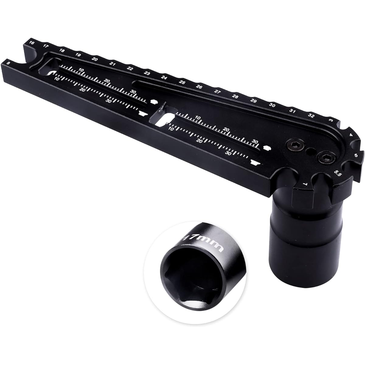 CrazyHobby RC 17mm Hub Wrench RC Ride Height Gauge 16-32mm Chassis Height Adjustment Ruler Turnbuckle Wrench Multi-Tool Multi-Tool for RC Cars