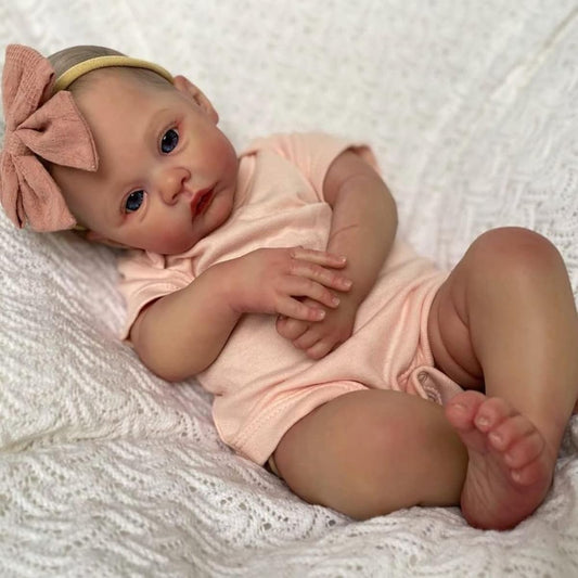 Anano Sleeping Reborn Baby Boy 20" Squishy Silicone Baby Doll Handmade American Baby Girl Realistic Newborn Doll Realistic Looking Flexible Limbs with Veins and Nursing Kit (Meadow Pink 19")