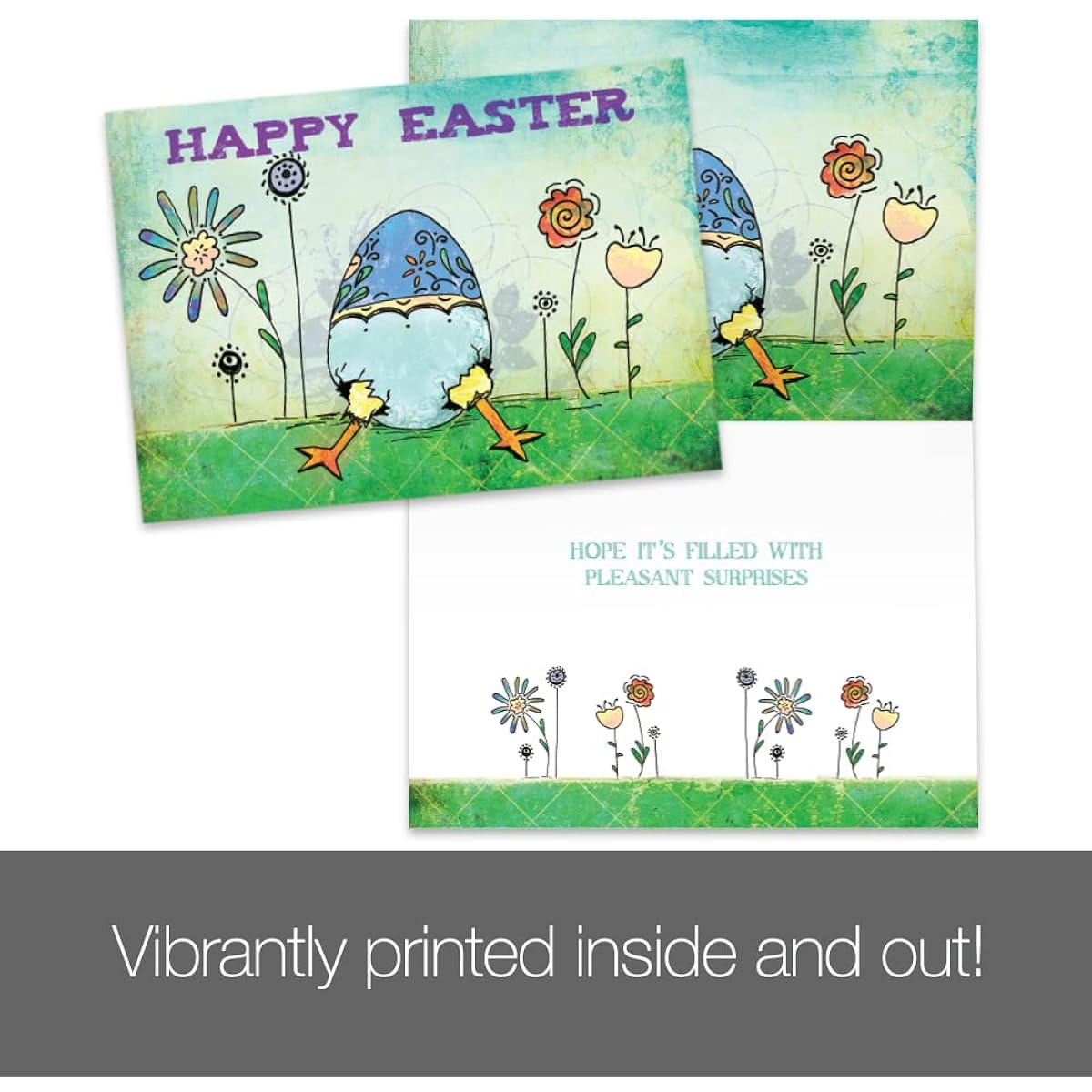 Tree-Free Greetings Easter Greeting Cards 2 Pack, Eco-Friendly, Made in the USA, 100% Recycled Paper, 5" x 7", Pleasant Surprises (GT60441)