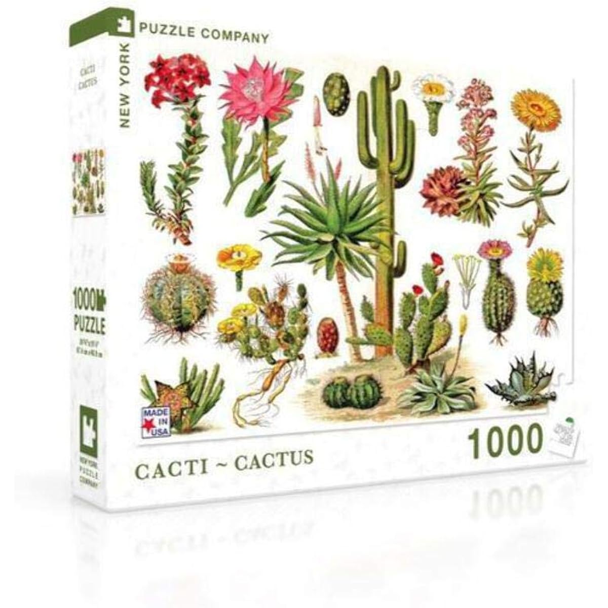 New York Puzzle Company - Vintage Images Cacti Cactus - 1000 Piece Jigsaw Puzzle