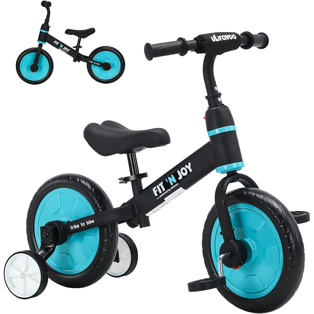 UBRAVOO Kids Bike 4-in-1 Training Wheels, Pedal Add-on, One-touch Assembly, Adjustable Saddle, For Kids, Birthday Gift