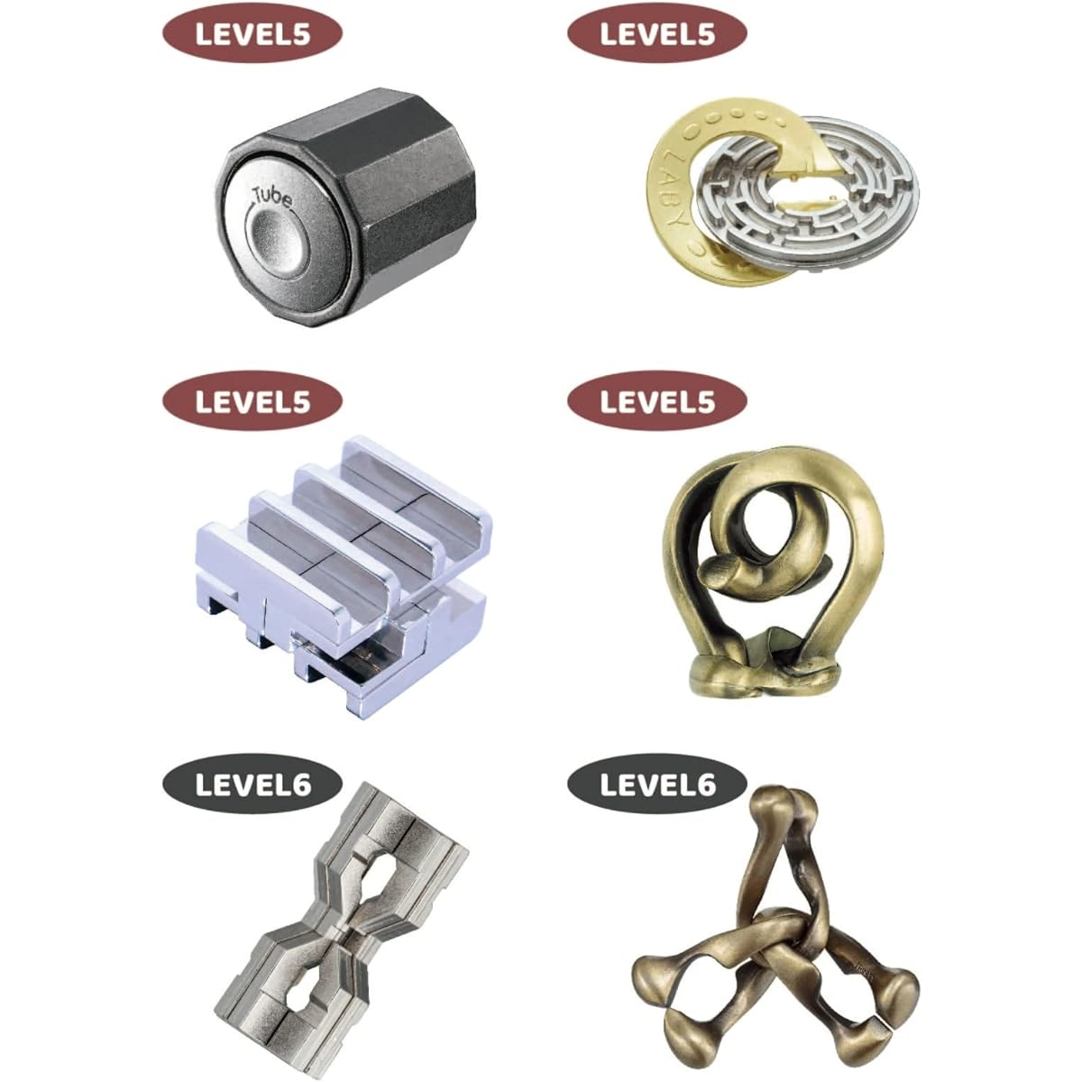 [Advanced Set A] Hanayama Hazuru (HUZZLE) Cast 3D Puzzle Circle of Wisdom Difficult Stay at Home Year-end and New Year Gifts (Level 5 & Level 6) 6 Types Set + Bonus Included