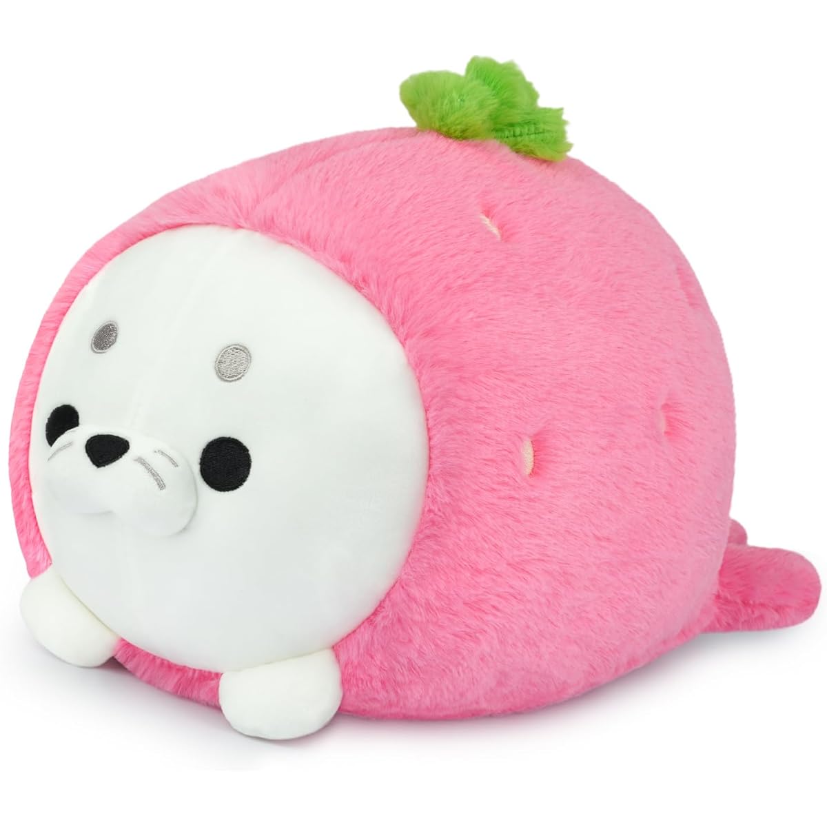 Hkojewp Cute Seal Plush Pillow Strawberry Seal Plush Soft Seal Pillow Chubby Seal Stuffed Animal Toy Doll for Kids Girlfriend Boys (13 inch)