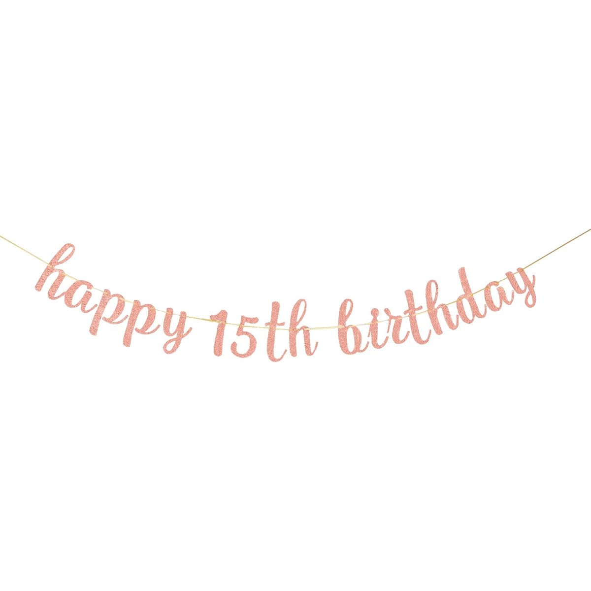 INNORU Glitter Happy 15th Birthday Banner - Official Teenager Banner - Cheers to 15 Funny Birthday Party Bunting Decorations Rose Gold