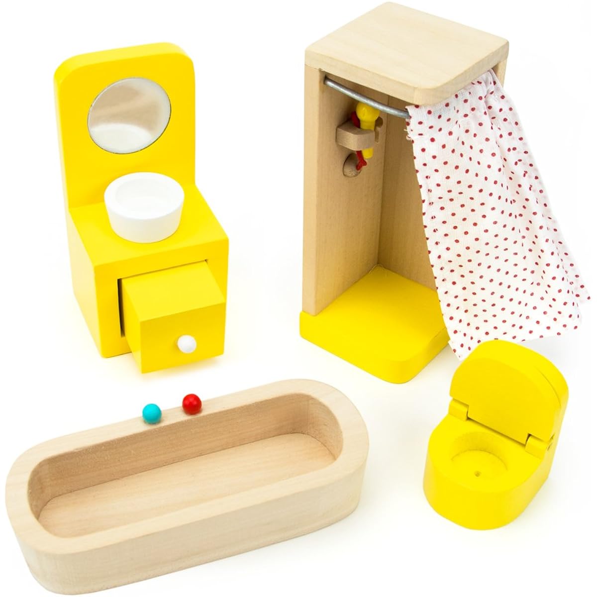 Wooden Wonders Country Bathroom Set Dollhouse Furniture (4pcs.) by Imagination Generation