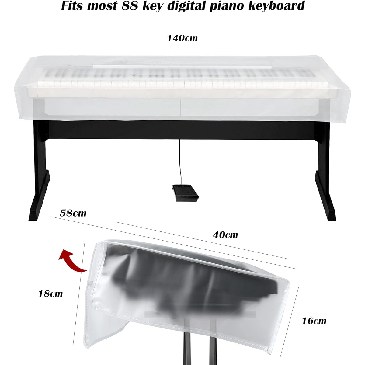 LIGICKY Keyboard Dust Cover, Waterproof Transparent Piano Cover for 88 Key Keyboard and Digital Piano
