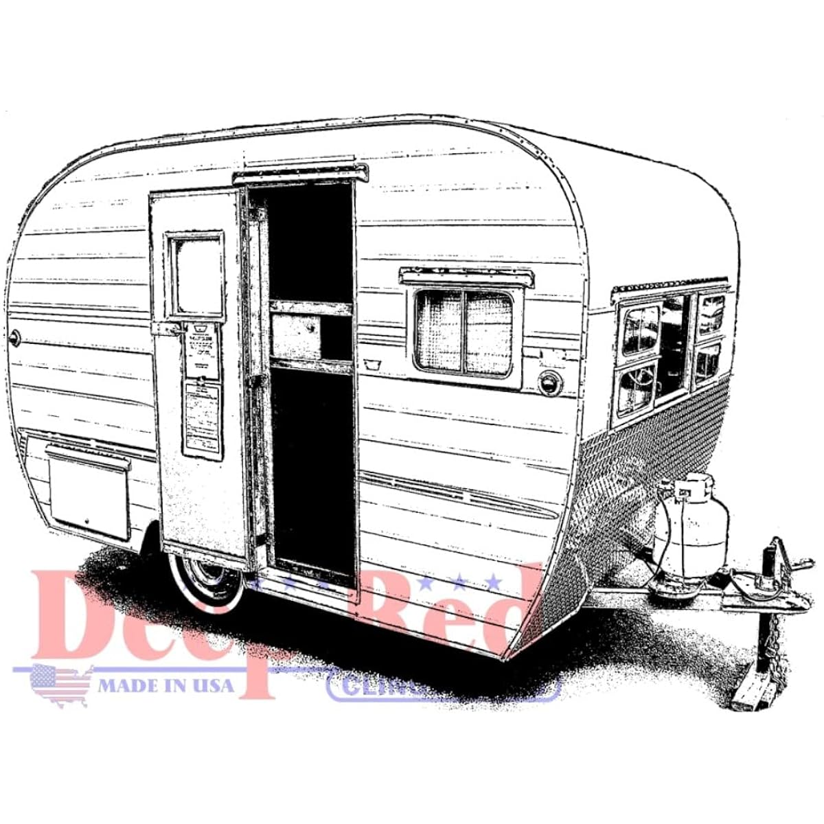 Deep Red Cling Stamp 3"X2.2"-Vintage Camper