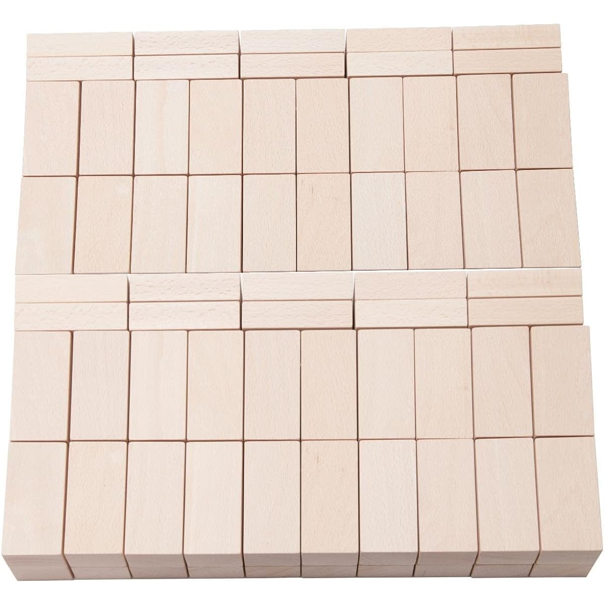 Kiyusha Natural Beech Wood Classic Brick Shape Cuboid Building Blocks Choose from 4 Series (No.2 100 Pieces)