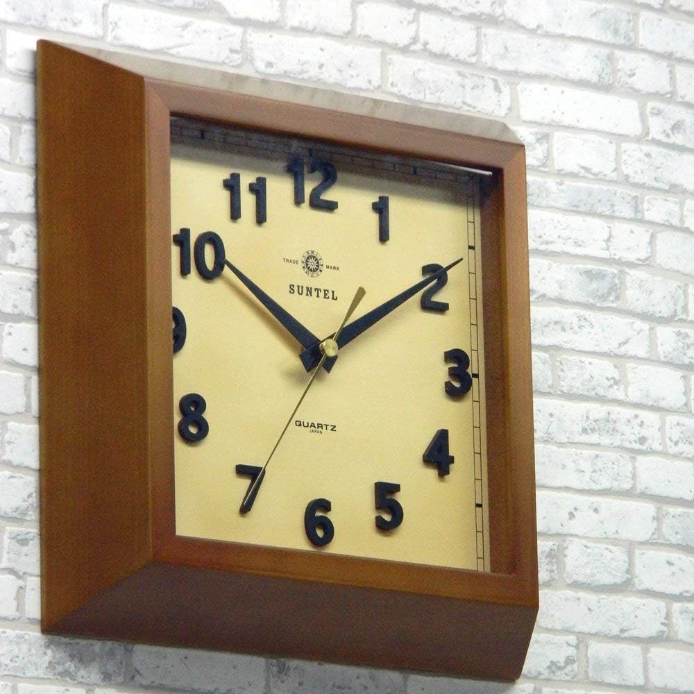 Santel Wall Clock Brown 250 x 250 x 45mm Square Radio Controlled Wall Clock Brown DQL696BR