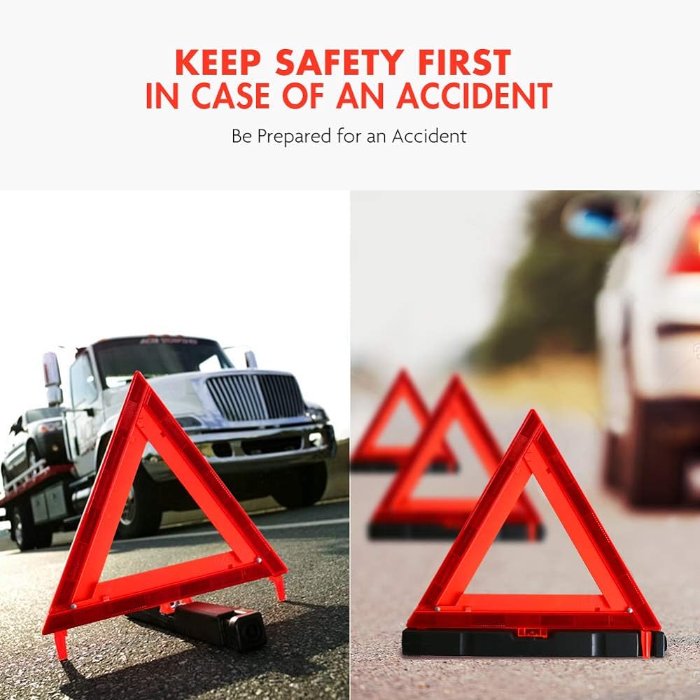 MYSBIKER Warning Triangle Emergency Warning Triangle Reflector Safety Triangle Kit (DOT)