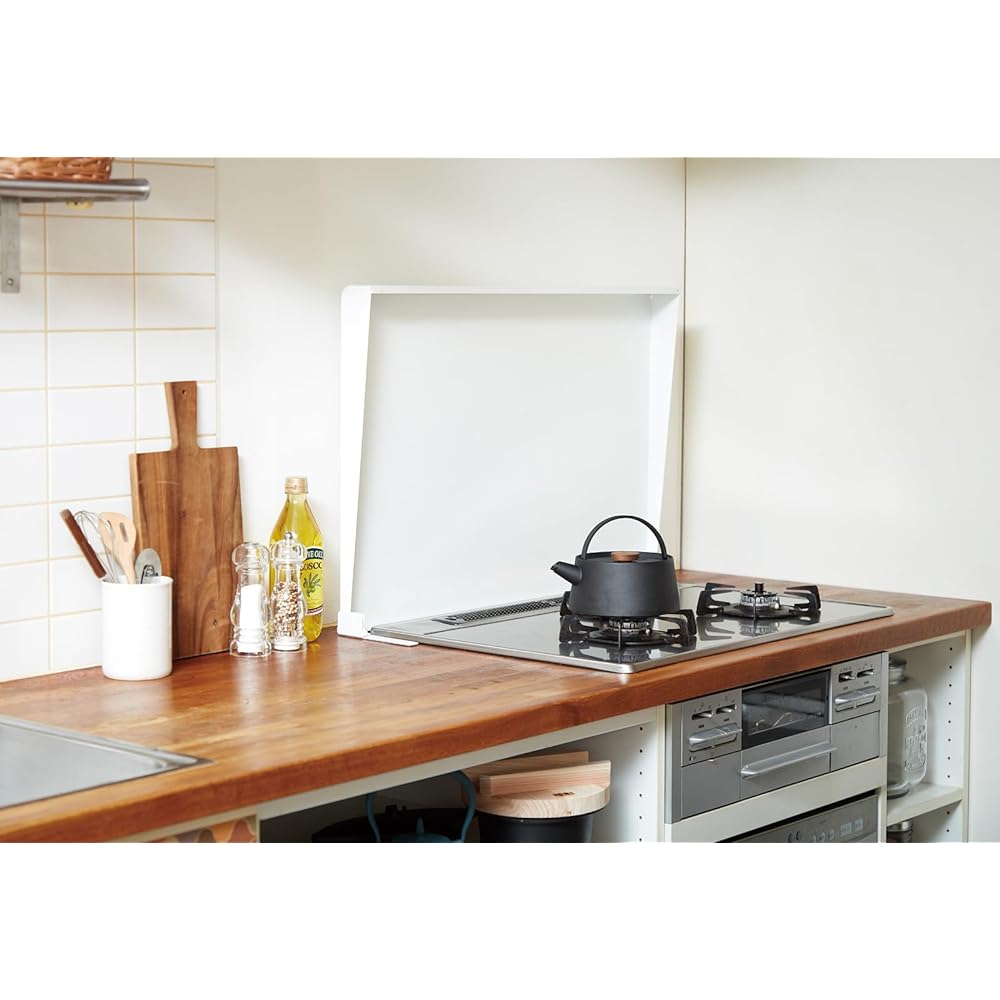 Ikenaga Ironworks Stove Cover Oil Splash Guard Dual Use Made in Japan Gas/IH Width 75cm 57.2 x 80 x 7cm Cooking Space Stove Lid White IK2-75W