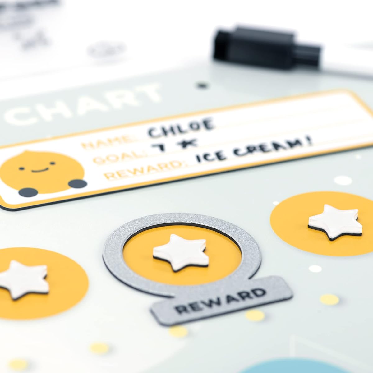 Magnetic Star Reward and Behavior Chart for Sleep Training Multiple Kids Toddlers Children (with Goodnight Pass)