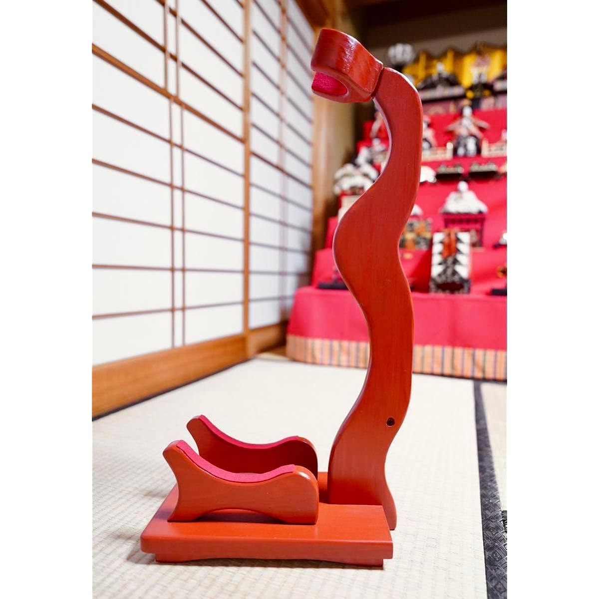 Ships within 24 hoursHandmade woodwork Wooden shamisen stand (red lacquer) for one shamisen