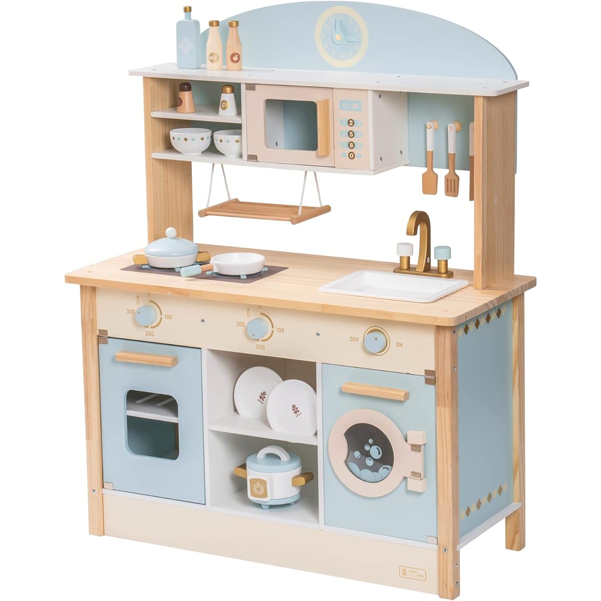 ROBUD Kids Kitchen Playset, Wooden Kids Play Kitchen Set, Pretend Play for Toddlers, Boys and Girls