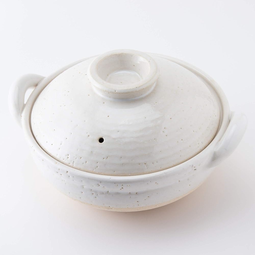 Hase Seito Hasenen Healthy Earthen Pot Steam Pot Steamer Pot For 2-4 People Approx. 27cm Approx. 1800ml Open Fireable Recipe Ceramic Slatted White Iga Ware Made in Japan AZW-23