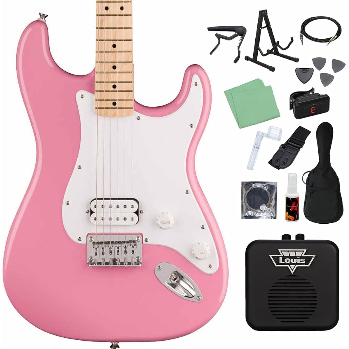 Squier by Fender SONIC STRATOCASTER HT Flash Pink 14-piece electric guitar beginner set [with mini amp] Stratocaster hardtail 1PU Squier/Squier