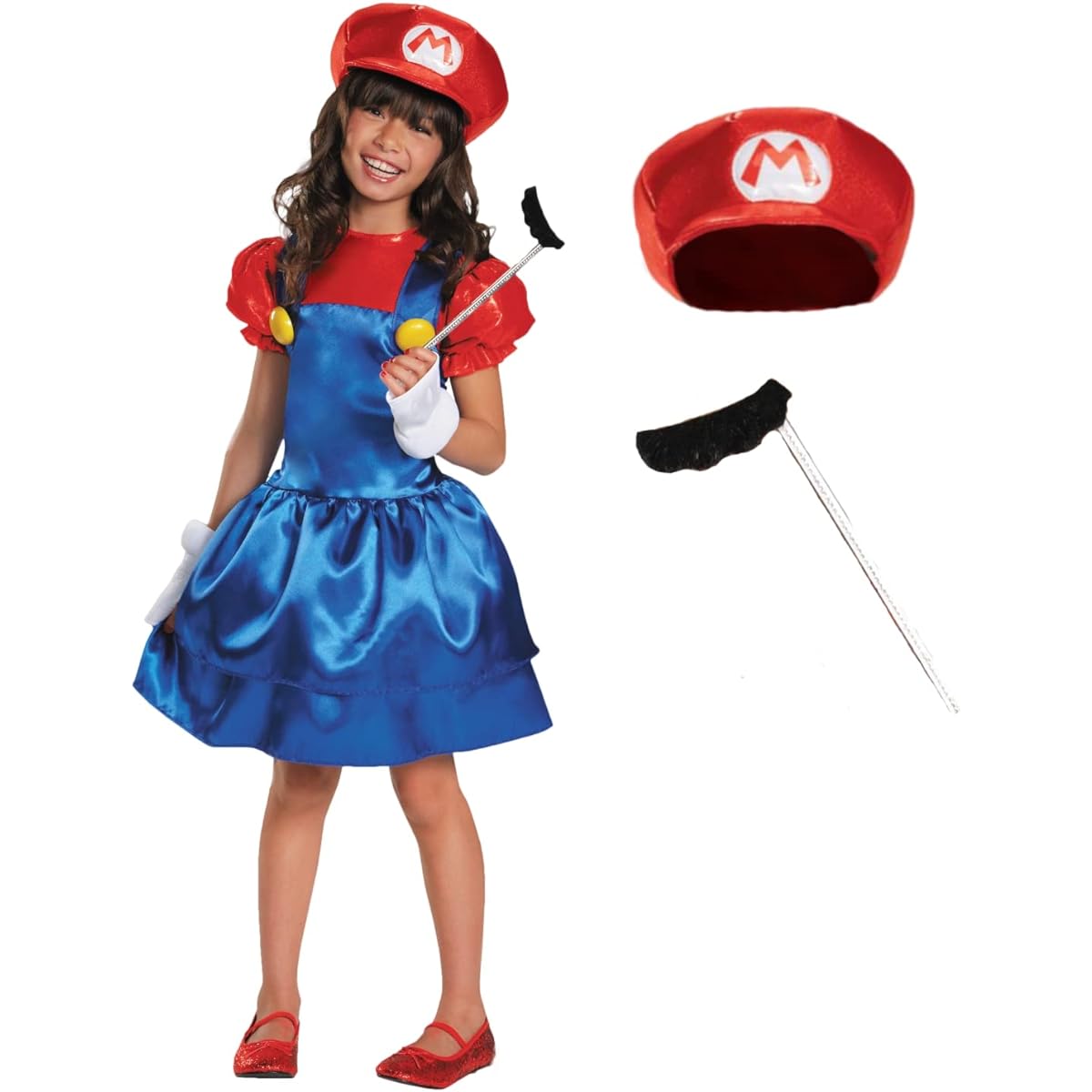 Super Mario Bros: Mario w/Skirt Child Costume Super Mario Bros: Mario w/Skirt Child Costume♪Halloween♪Size: M (7-8)