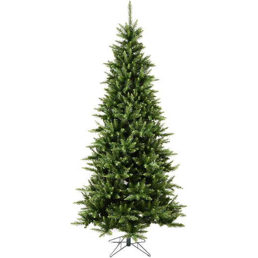Vickerman 7.5ft Camdon Fir Slim Artificial Christmas Tree No Lights - Faux Slim Christmas Tree - Seasonal Home Decor - Easy Assembly with Foldable Metal Stand