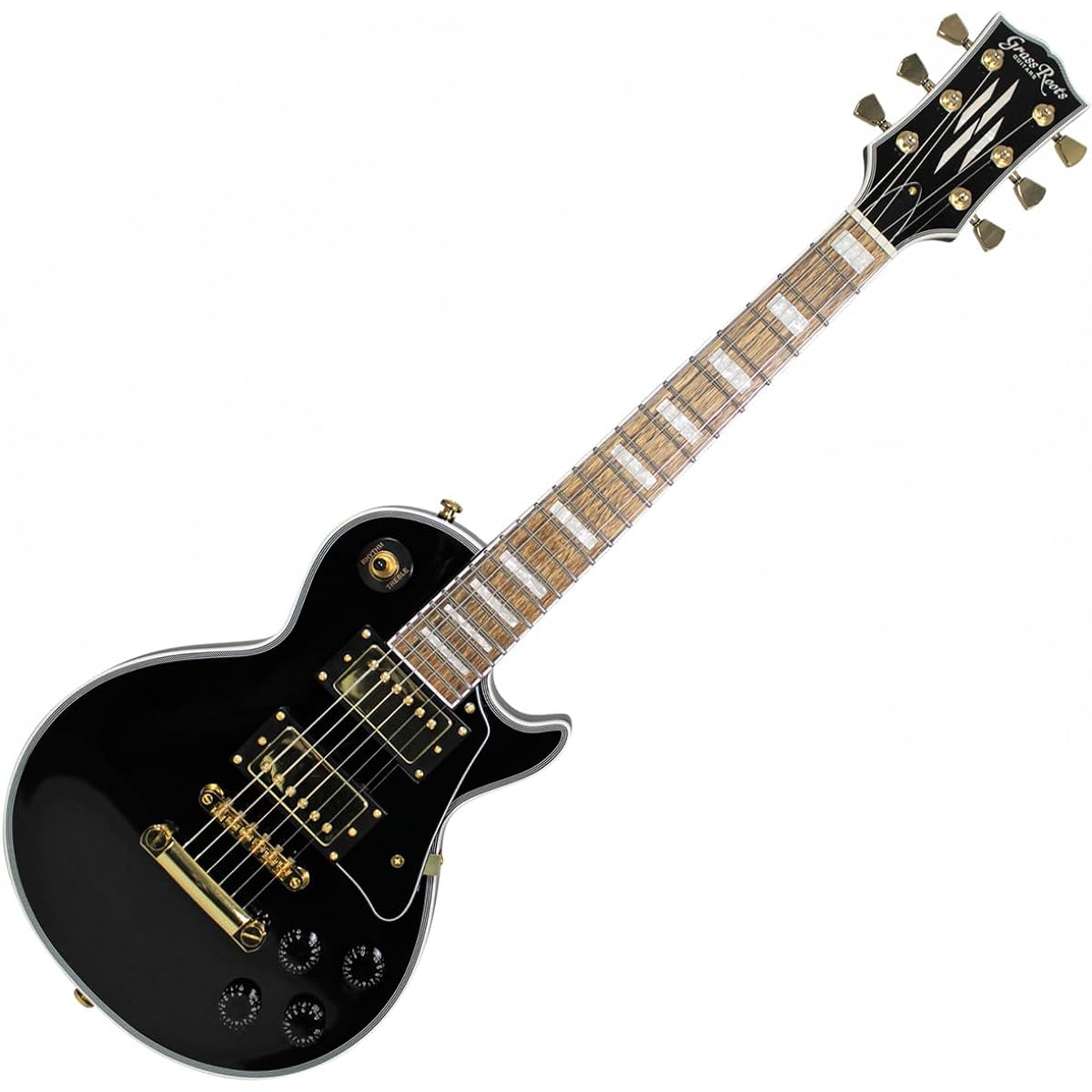 GrassRoots SG-LPC-mini BLK (Black) Electric Guitar Beginner 14 Piece Set [Mini Amplifier Included] Mini Guitar Les Paul Custom Black Black 2 Ham Grass Roots