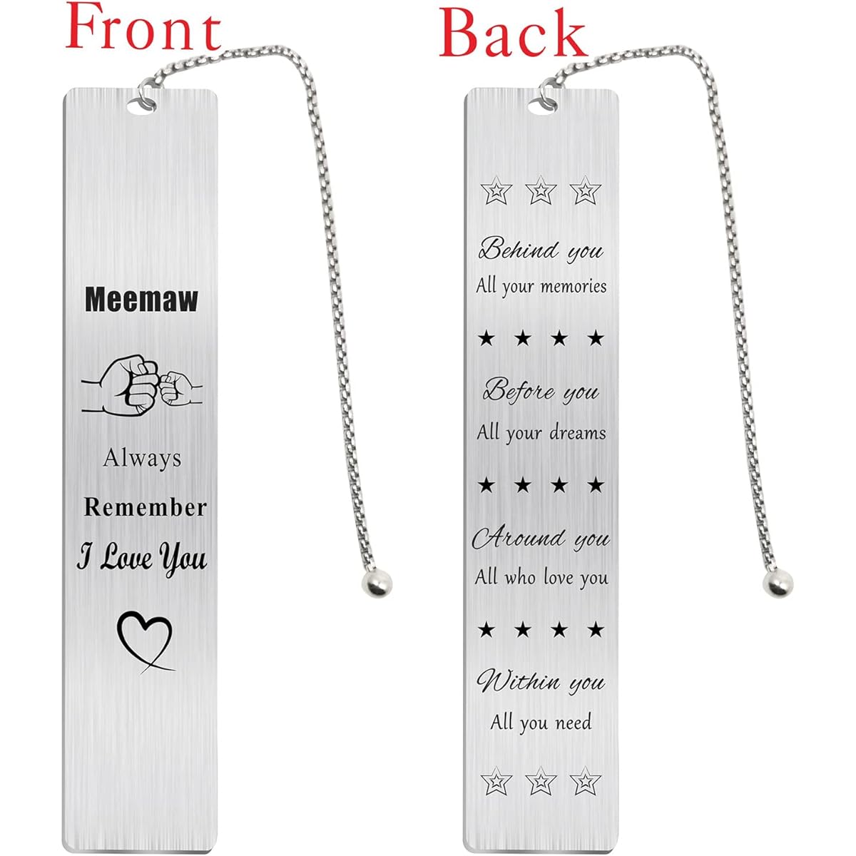 Jzxwan Gifts for Meemaw I Love My Meemaw Bookmarks Best Meemaw Mother's Day Gifts Birthday Gifts for Meemaw Personalized Christmas Presents