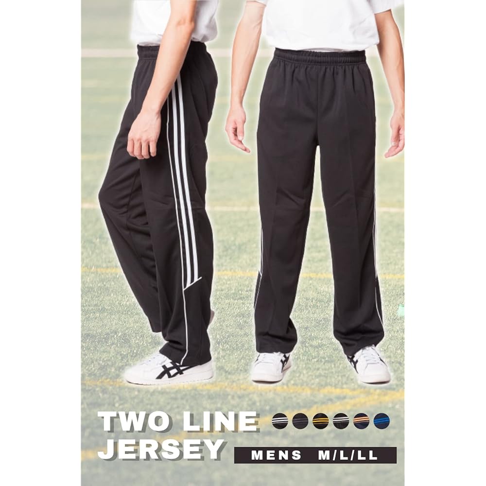 [Y's factory] Jersey Pants Men's Straight Long Pants Bottoms with Pockets Elastic Waist Plain Sideline Training Running Sweat Absorbent Quick Drying Loose