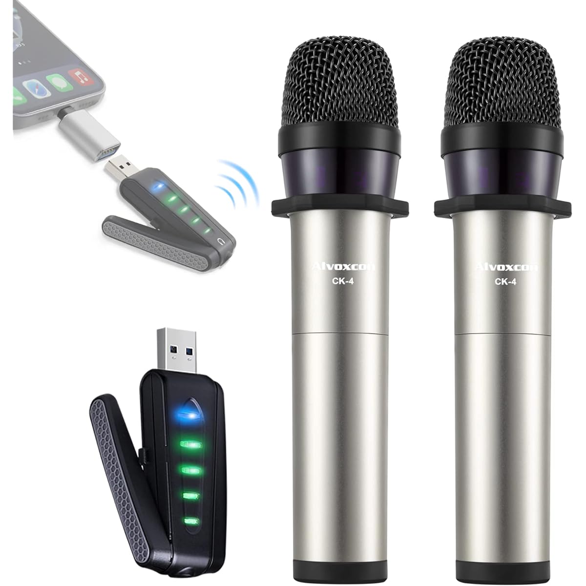 B ALVOXCON Handheld Microphone UHF Condenser Microphone Wireless Compact Handheld Microphone ZOOM Compatible with PC/Speaker/iPhone/Android Phone Recording/Recording Sound Amplification Monitoring Lightweight Japanese Instruction Manual Included UM420Pro