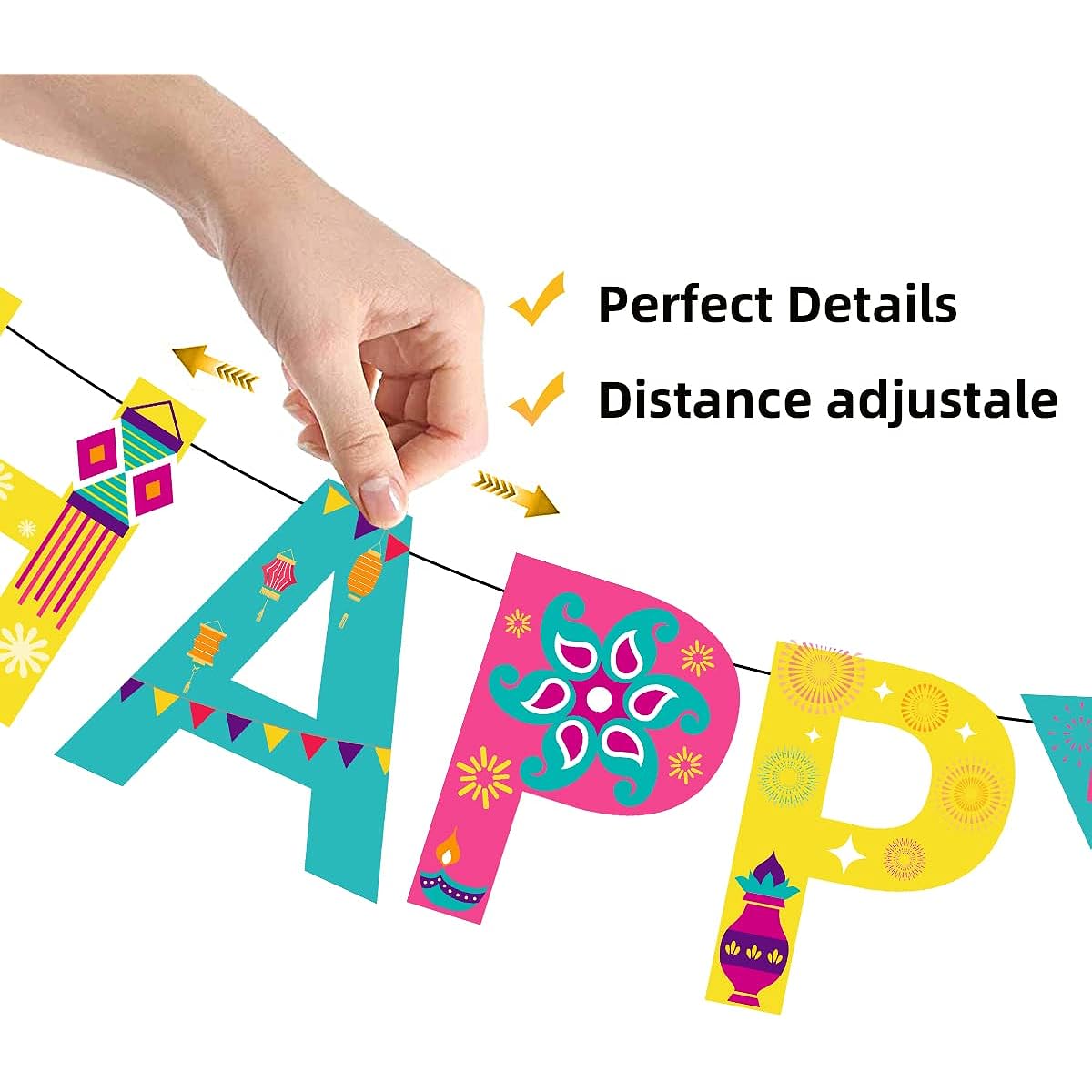 Happy Diwali Banner Hanging Swirl Kit Diwali Decoration Home Diwali Decor Deer Hanging Decoration Diwali Rangoli Home Happy Festival Light Banner for Home
