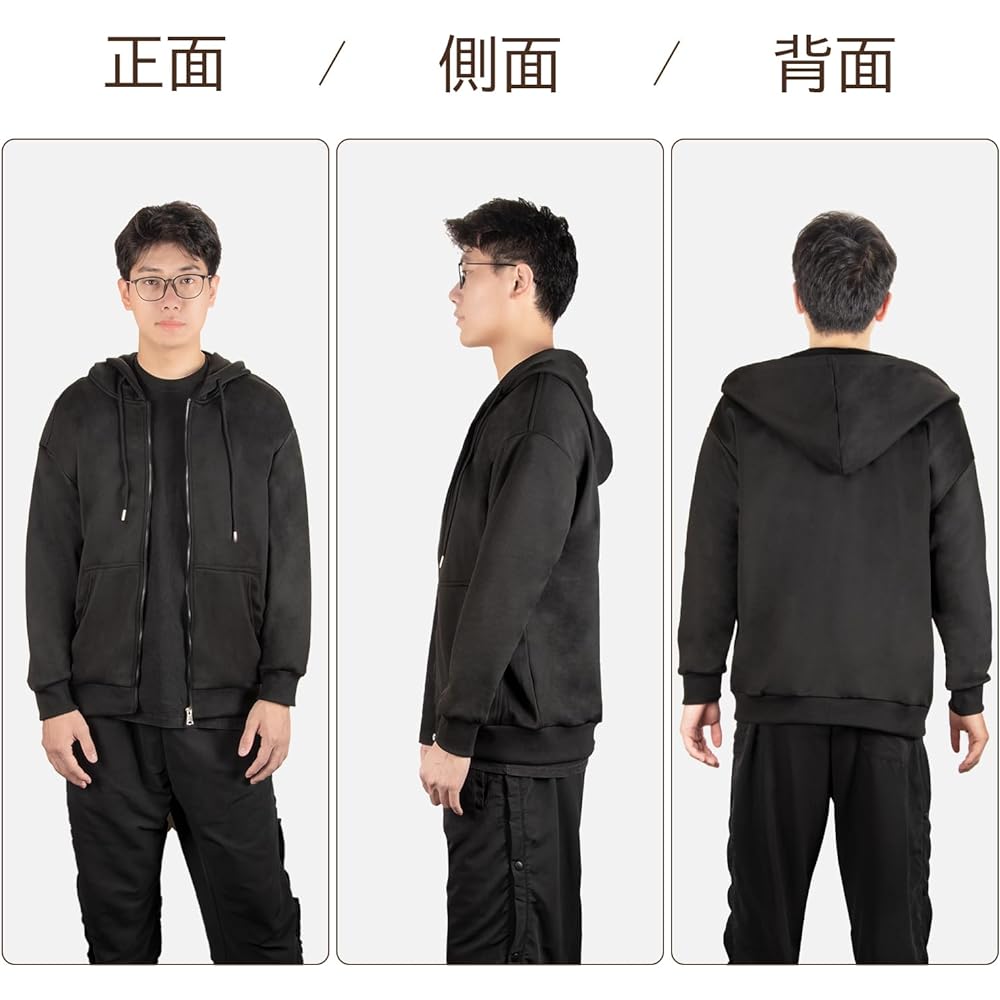 [VARNIC] Sweatshirt, Hoodie, Fashion, Plain, Full Zip, Hoodie, Loose, Long Sleeve, Streetwear, Spring, Autumn, Winter, Clothes, Quick Drying, Ultra Lightweight, Will Not Fade, Suitable for Hooded Sweatshirts, Sweatshirt, Unisex, Couples, Simple, Leisure,