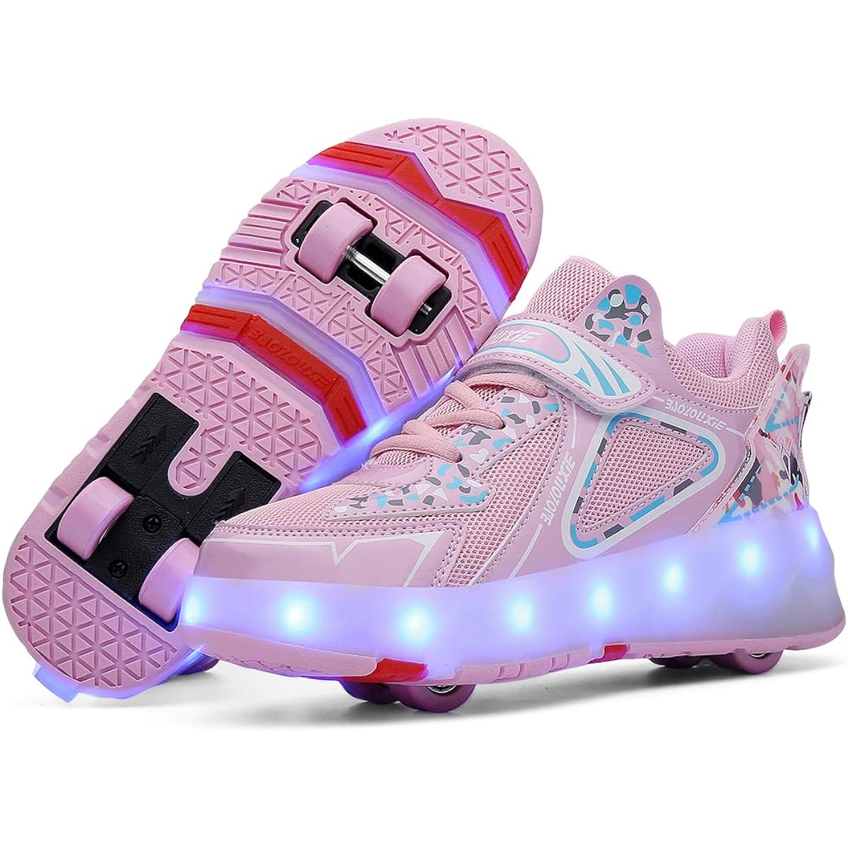 CEIEOE Kids Roller Shoes 4 Wheels 16 LED Models Colorful Girls Boys Roller Skates Sneakers Rechargeable Beginners More Balanced Party Birthday Christmas Best Gift